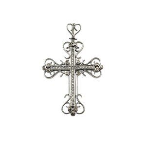 14K White Gold and Diamond Filigree Cross Pendant #22773